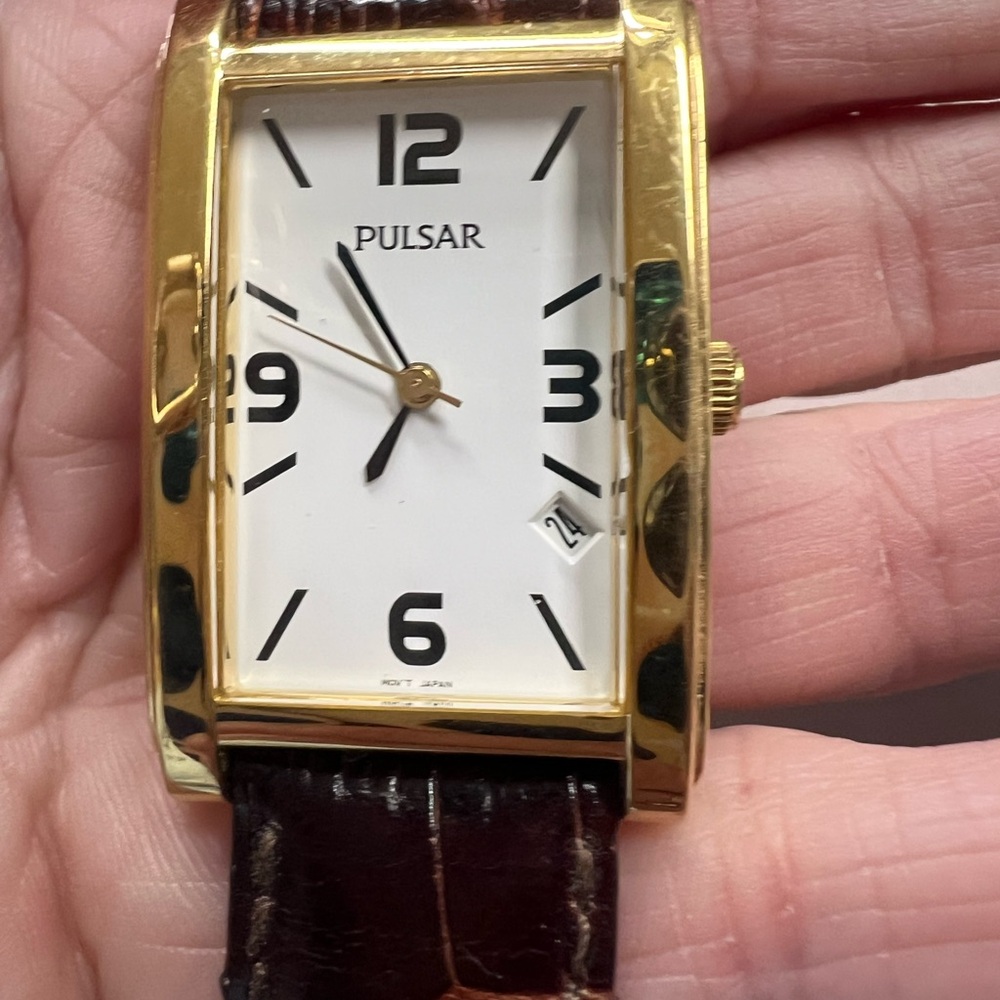 Pulsar Gold and Brown Leather Watch